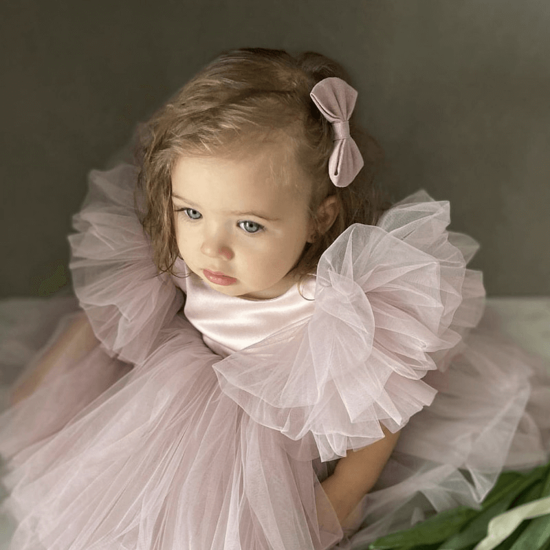 Robe tutu en tulle à manches moelleuses 