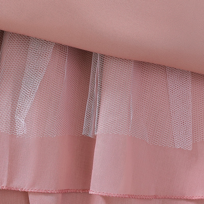 Col V Longueur Sol Tulle Sans manches rose uniRobe