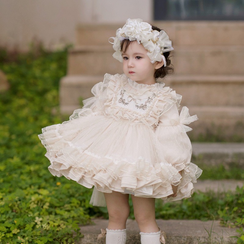 Robe de Costume de luxe en dentelle Lolita Tutu blanche avec nœud