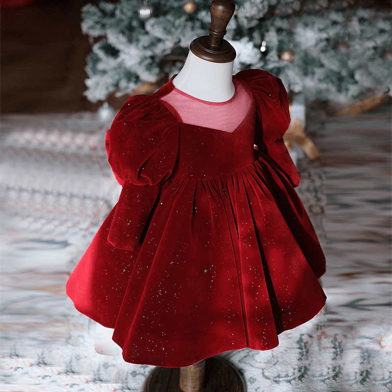 Robe de Noël en velours scintillant, dos nu