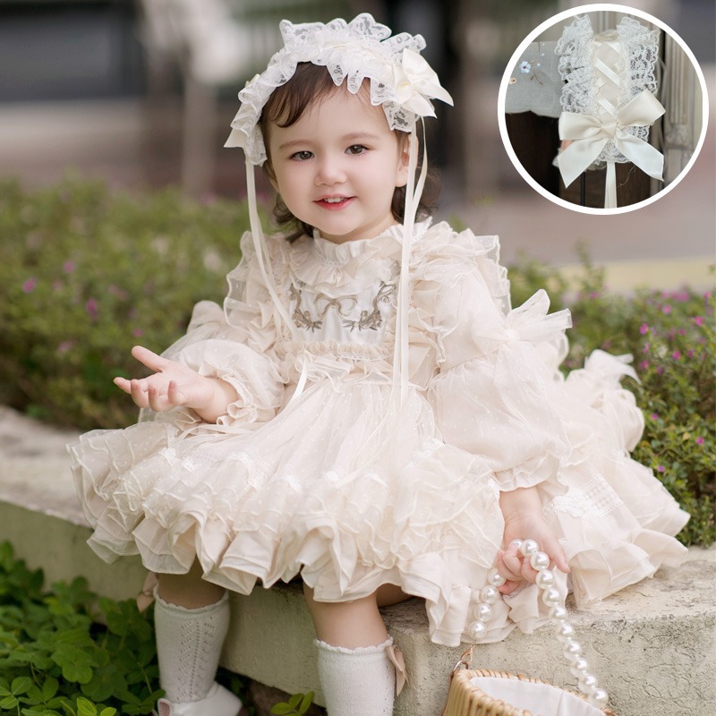 Robe de Costume de luxe en dentelle Lolita Tutu blanche avec nœud