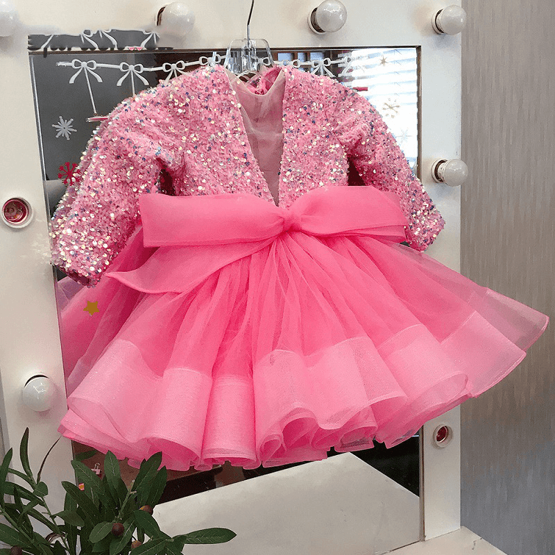 Robe tutu à paillettes et col en V profond (prend en charge la personnalisation en une seule pièce)