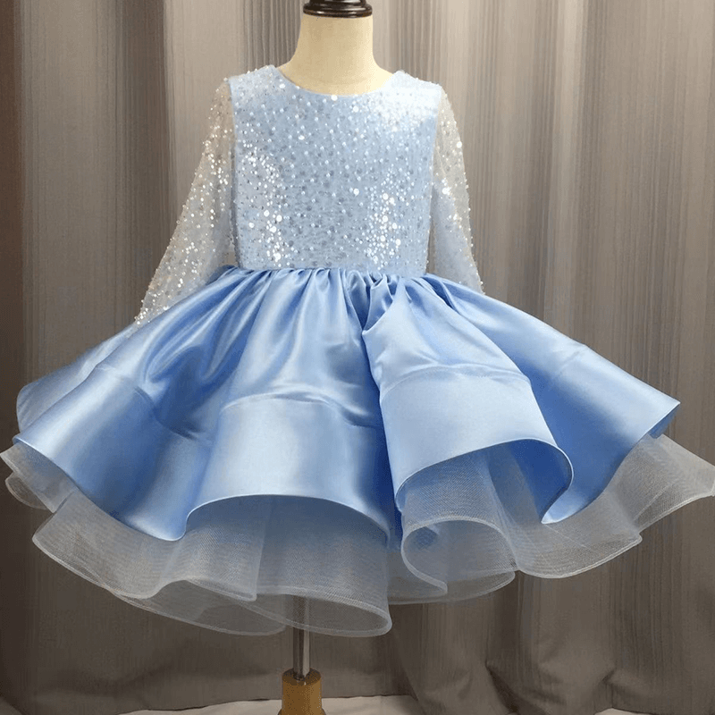 Robe Tutu à Paillettes et Manches Longues