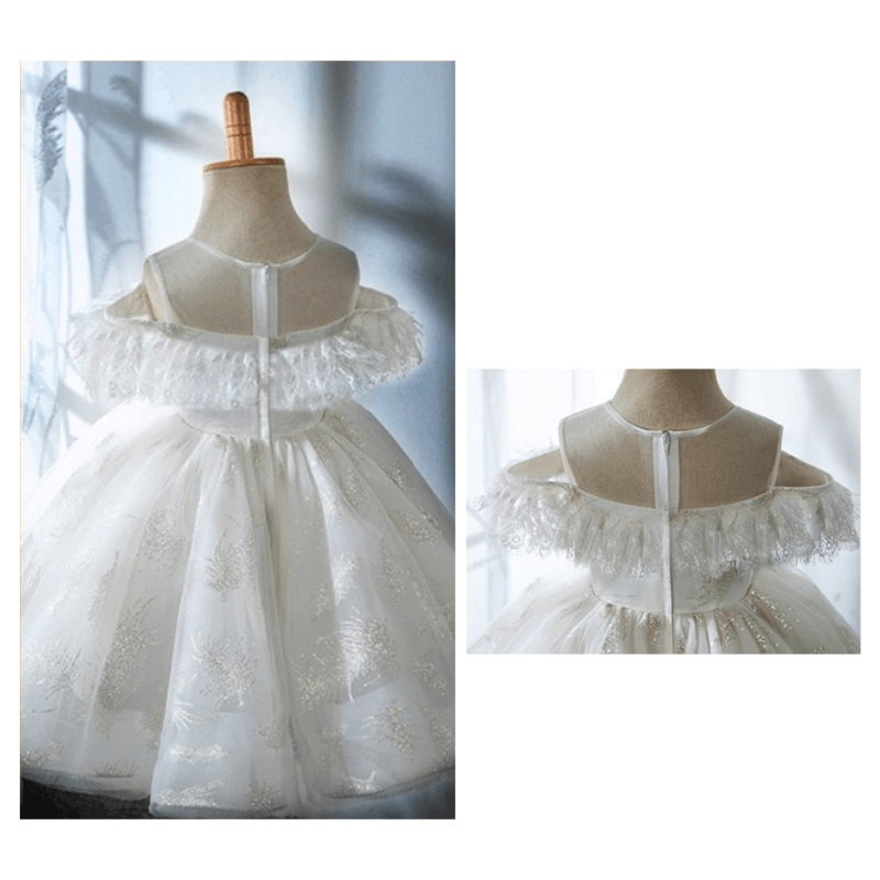 Robe à franges en dentelle à épaules dénudées