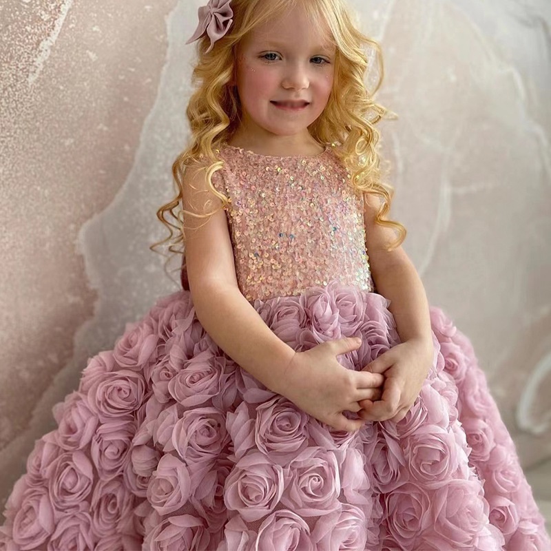 Robe sans manches princesse rose éblouissante