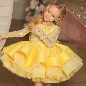 Robe Tutu à Paillettes et Manches Longues