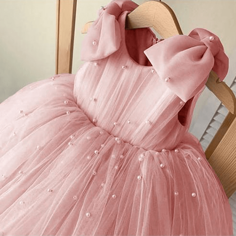 Robe princesse sans manches avec nœud en perles