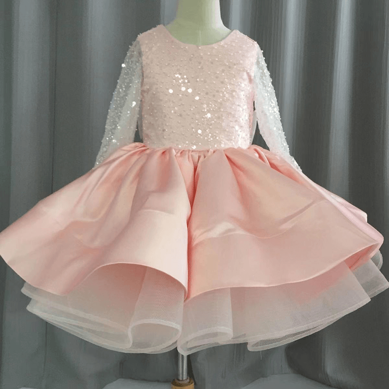 Robe Tutu à Paillettes et Manches Longues