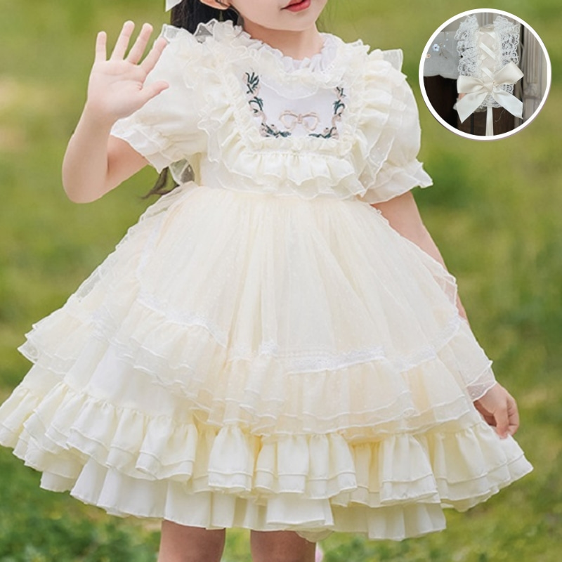 Robe de Costume de luxe en dentelle Lolita Tutu blanche avec nœud