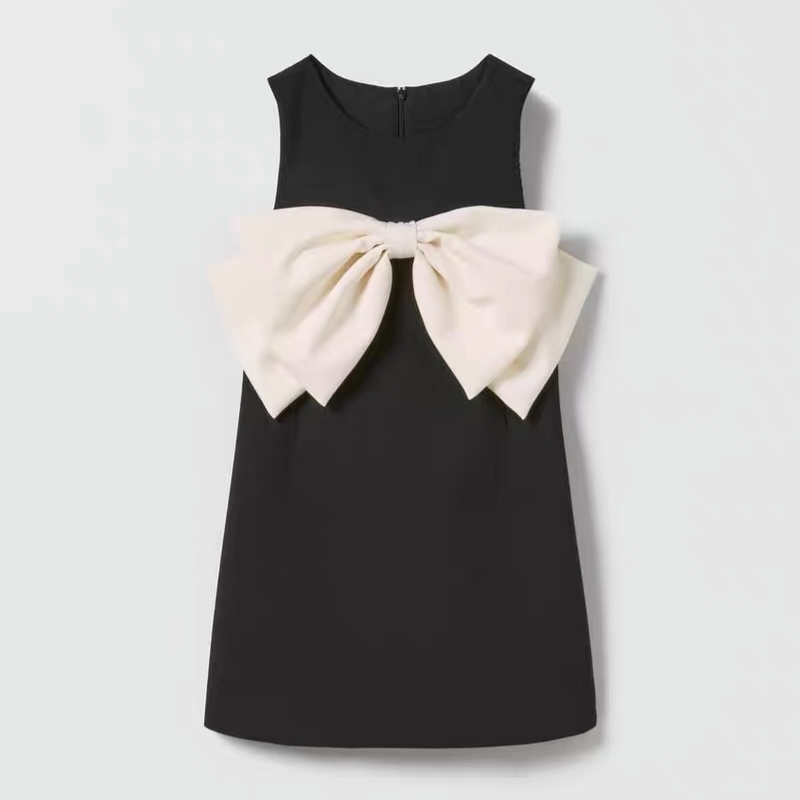 Robe noire sans manches Princess Big Bow