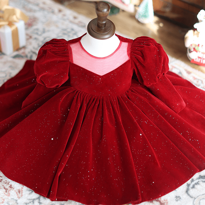 Robe de Noël en velours scintillant, dos nu