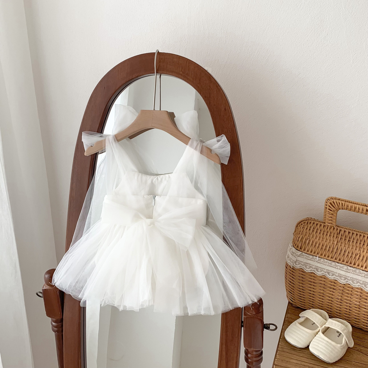 Barboteuse Tutu sans manches avec nœud, robe rose et blanche