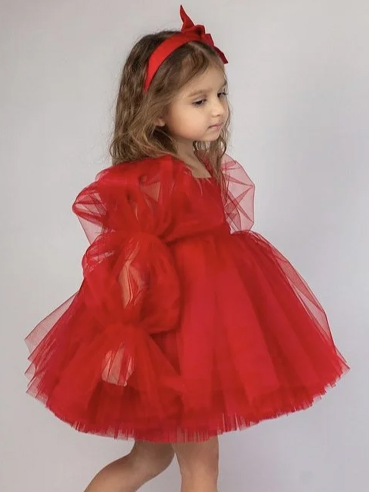 Robe tutu fille à épaules dénudées et manches bouffantes