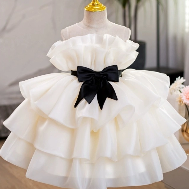 Robe à volants pour bébé fille, sans manches