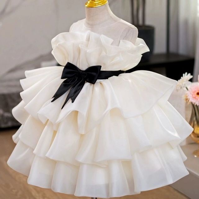 Robe à volants pour bébé fille, sans manches