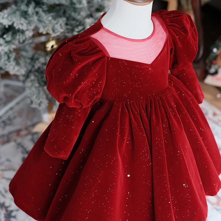 Robe de Noël en velours scintillant, dos nu