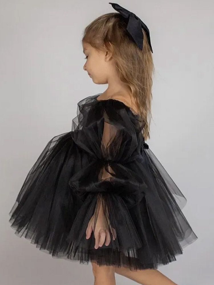 Robe tutu fille à épaules dénudées et manches bouffantes